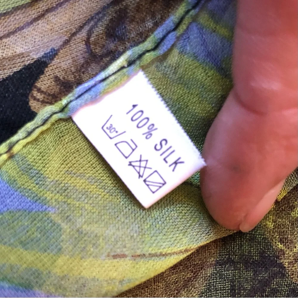 Unbranded Women's Silk Genuine 100% Pure Silk Black Transparent Butterfly 65x20” - Picture 3 of 5